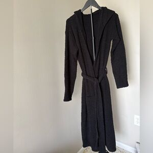P'tula Black Plush Hooded Robe with Belt